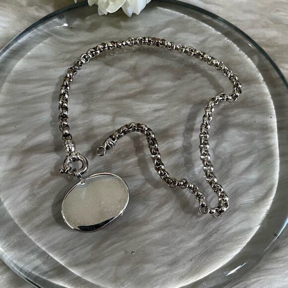 NEW Sterling Silver Large Abalone Shell Pendant Tahitian Peacock Pearl Necklace - Picture 6 of 16